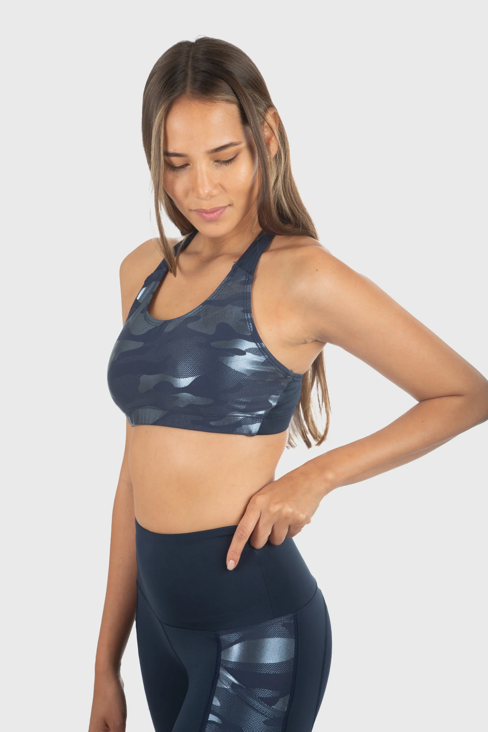 Navy Knockout Camo Sports Bra