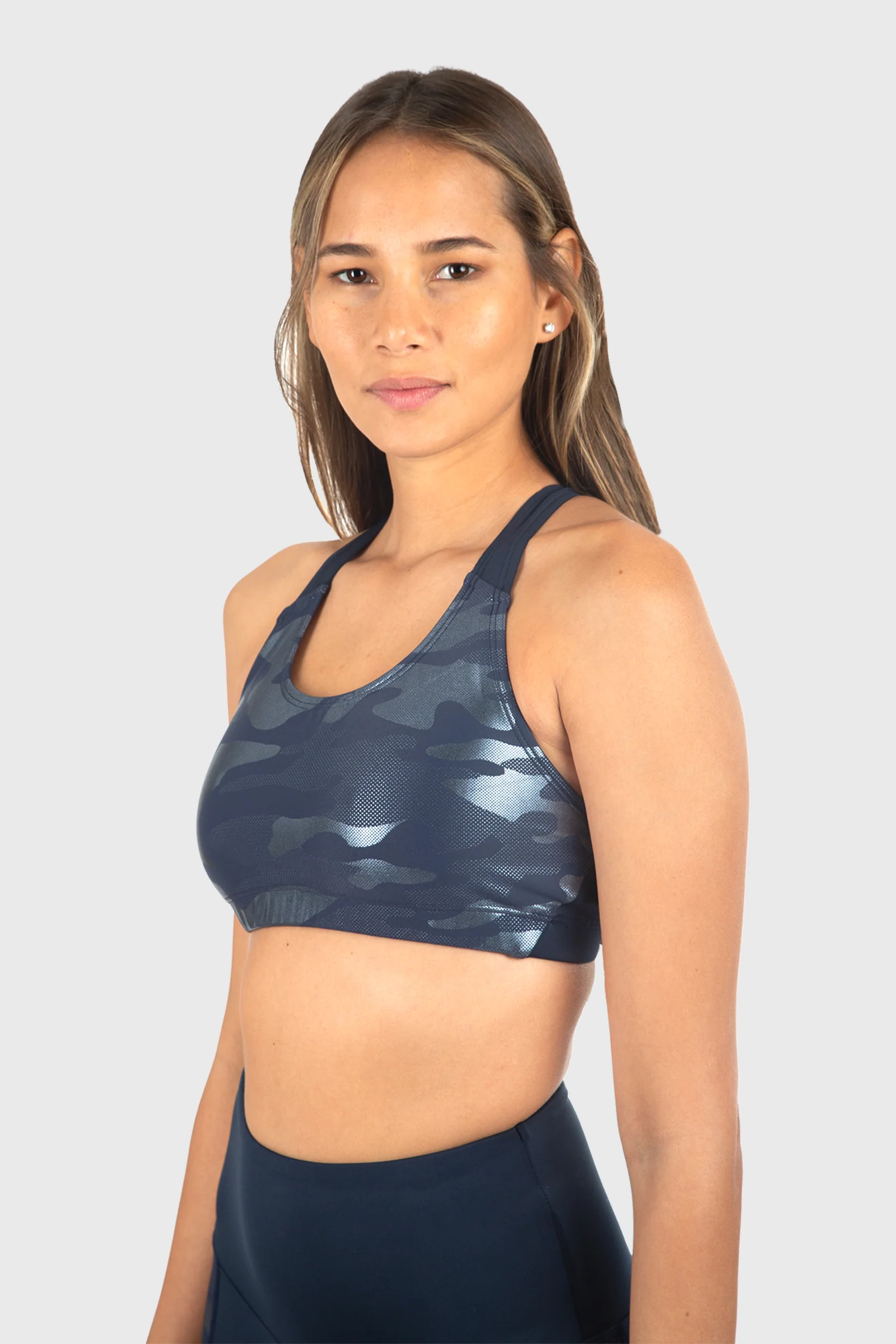 Navy Knockout Camo Sports Bra - Image 2